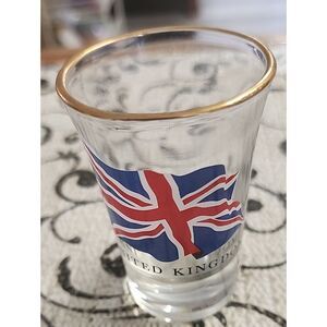 United Kingdom Flag Shot Glass with Gold Rim